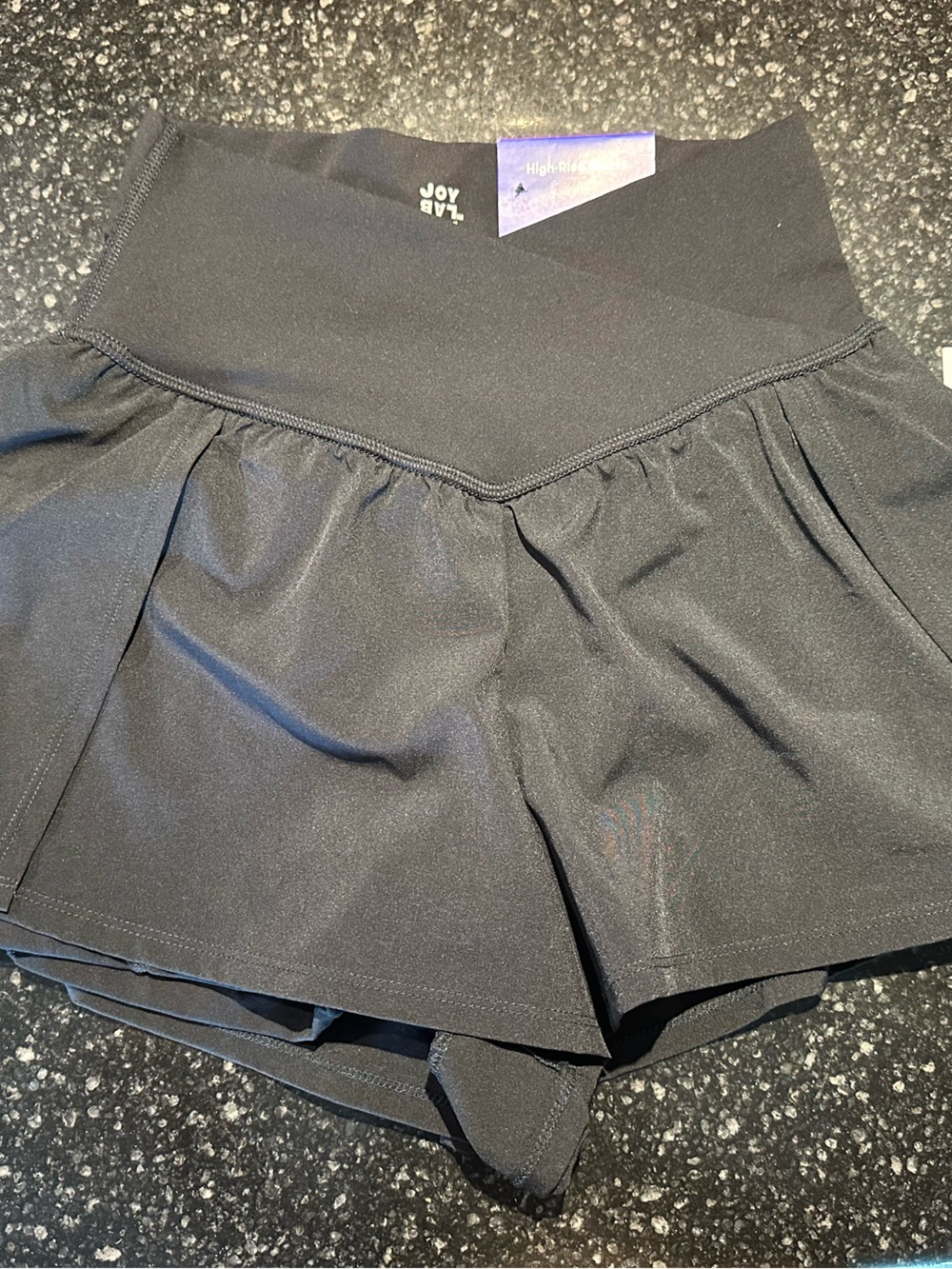 JoyLab Black High-Rise crossover Shorts with Built-In Liner
